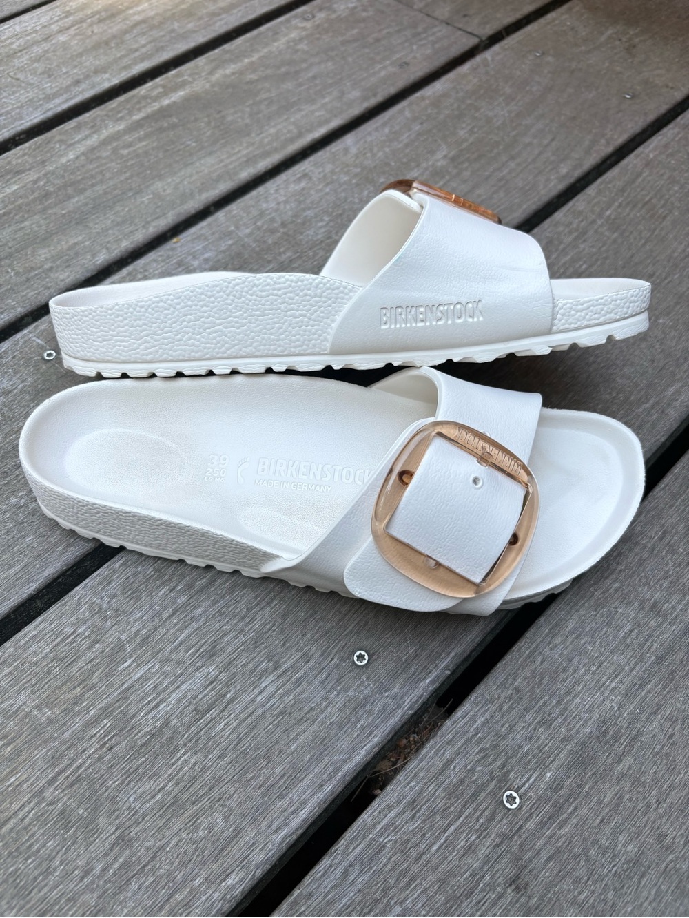 Birkenstock White Madrid Big Buckle EVA Slide - Picture 3 of 8